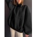 Women Solid Loose Casual Thick Sweatshirts with Kangaroo Pockets
