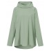 Women 100  Cotton Solid Color Wide Collar Button Cuffs Hoodie